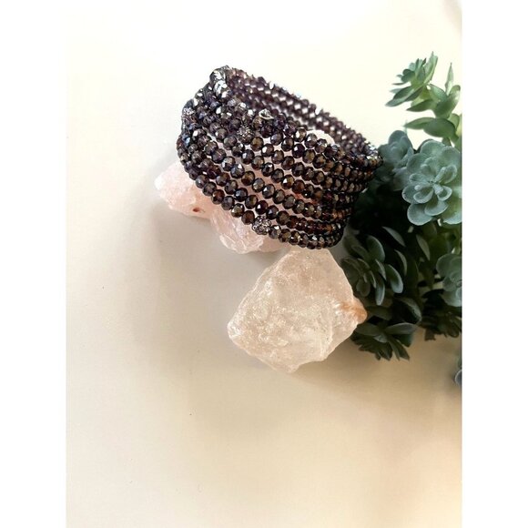 Multi Strand Garnet Beaded Bracelet - Picture 5 of 13